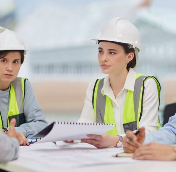 Construction site foreman leading a project meeting in Thailand